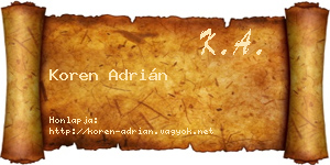 Koren Adrián névjegykártya